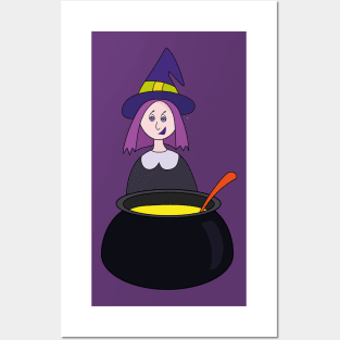 Little Witch Halloween Cauldron Posters and Art